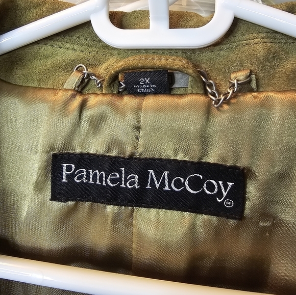 GORGEOUS PAMELA McCOY GREEN GENUINE LEATHER SUEDE JACKET COAT PLUS SIZE 1LX-2XL - Picture 6 of 10